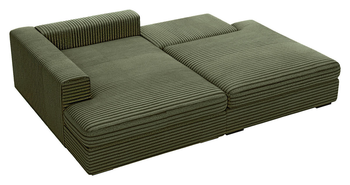 ECKSOFA Cord Grün  - Schwarz/Grün, Design, Kunststoff/Textil (158/223cm) - Lomoco