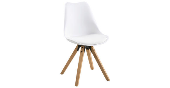 STUHL  Stoffauswahl, Typenauswahl Lederlook  - Eichefarben/Weiß, Design, Holz/Kunststoff (48/85/55cm) - Carryhome