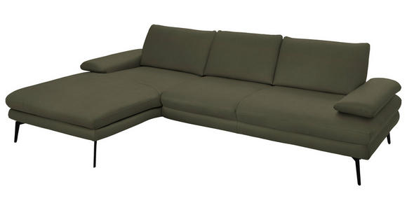ECKSOFA in Echtleder Grün 180/310 cm - Schwarz/Grün, Design, Leder/Metall (180/310cm) - Dieter Knoll