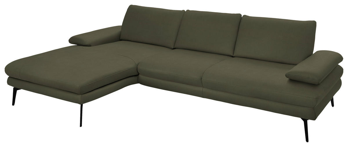 ECKSOFA in Echtleder Grün  - Schwarz/Grün, Design, Leder/Metall (180/310cm) - Dieter Knoll