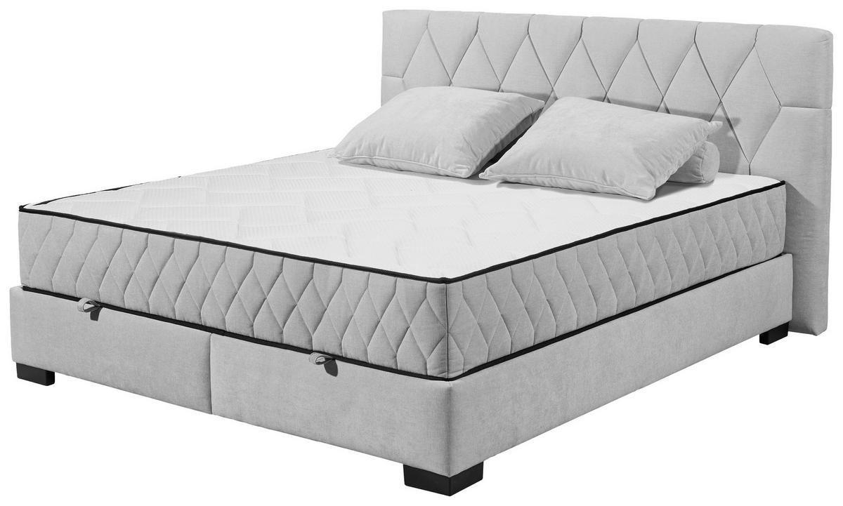 BOXBETT 180/200 cm  in Hellgrau  - Hellgrau/Schwarz, Modern, Holzwerkstoff/Kunststoff (180/200cm) - MID.YOU