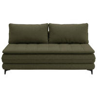 SCHLAFSOFA Chenille Dunkelgrün  inkl. Bettkasten, Schlaffunktion, Topper  - Dunkelgrün/Schwarz, Design, Textil/Metall (200/95/92cm) - Stylife