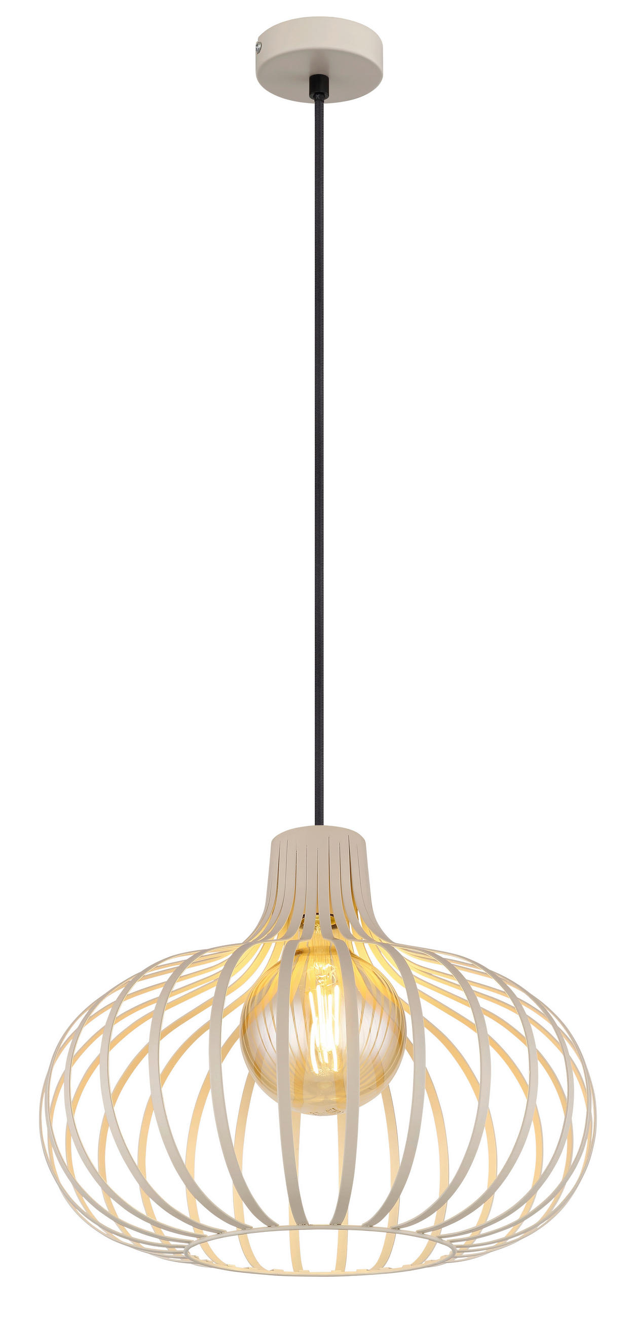 Globo Hängeleuchte Mateo Creme, Schwarz, Sand 150 cm