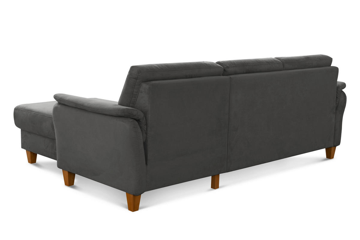 ECKSOFA in Mikrofaser Grau  - Eichefarben/Grau, Konventionell, Holz/Textil (244/163cm) - Sit & More