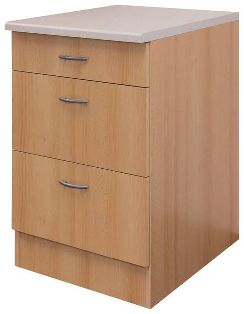 SCHUBKASTENUNTERSCHRANK 60/85/60 cm  in Buchefarben  - Edelstahlfarben/Beige, KONVENTIONELL, Holzwerkstoff/Kunststoff (60/85/60cm) - FlexWell
