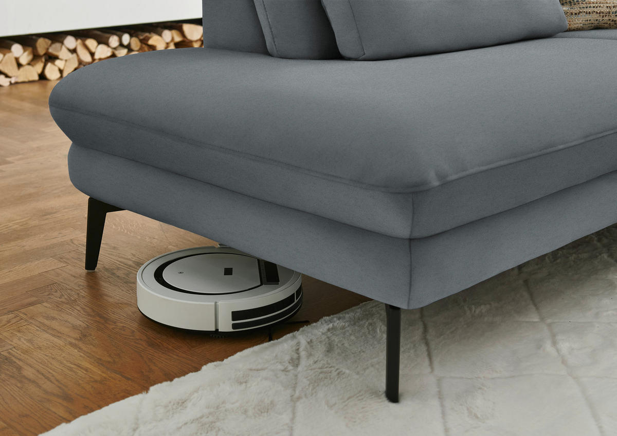 WOHNLANDSCHAFT  in Chenille, Flachgewebe Dunkelgrau  - Dunkelgrau/Schwarz, Design, Textil/Metall (208/344/180cm) - Dieter Knoll