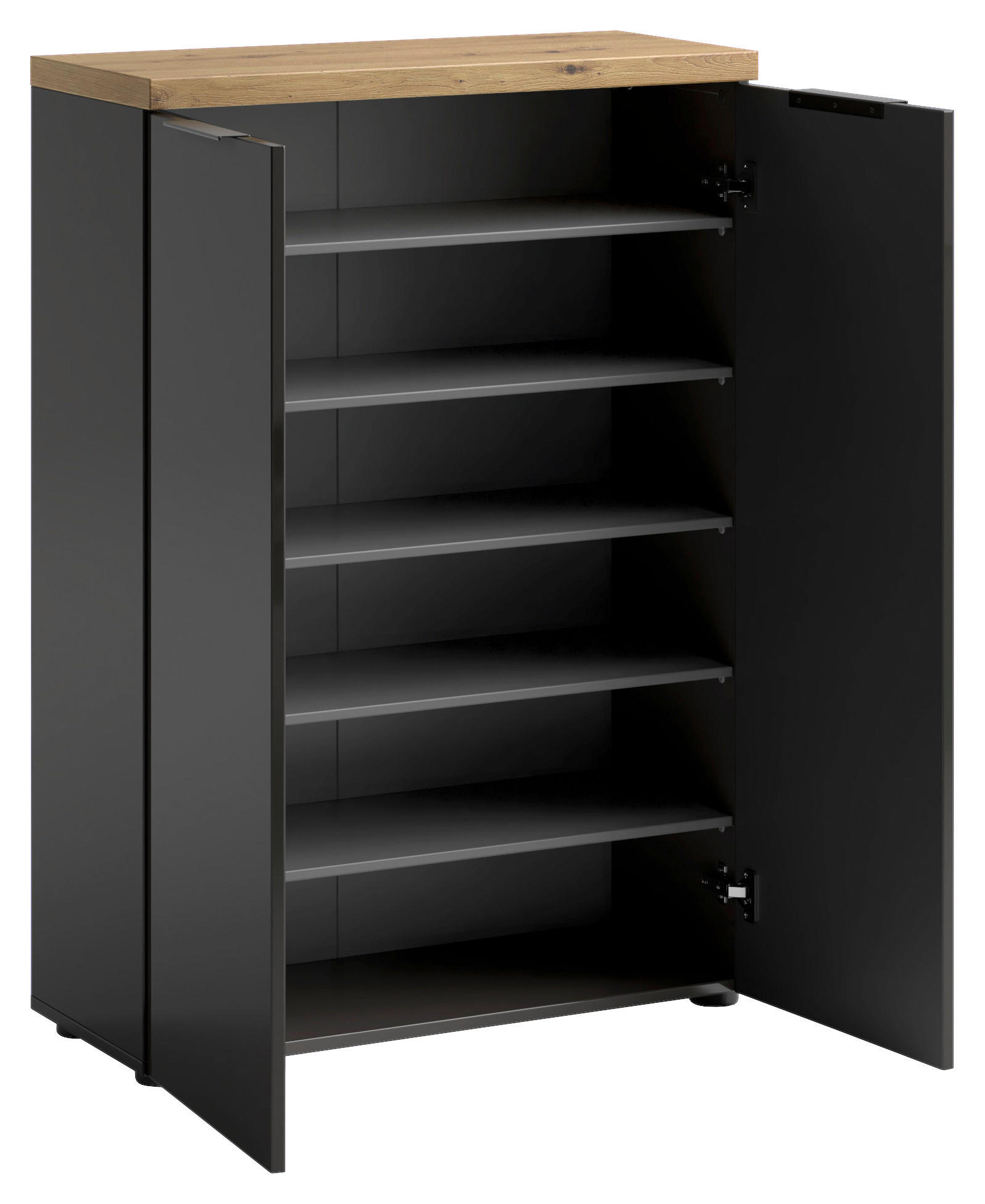 SCHUHSCHRANK Anthrazit, Eichefarben - Eichefarben/Anthrazit, Design, Holzwerkstoff/Kunststoff (80/115/34cm) - Xora