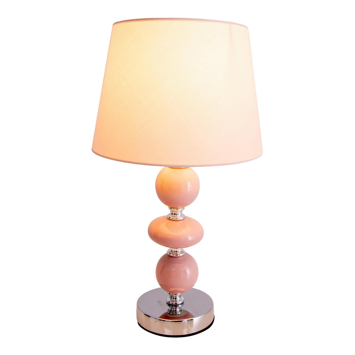 TISCHLEUCHTE ARAGA 20/36 cm   - Chromfarben/Rosa, Design, Keramik/Textil (20/36cm) - Näve