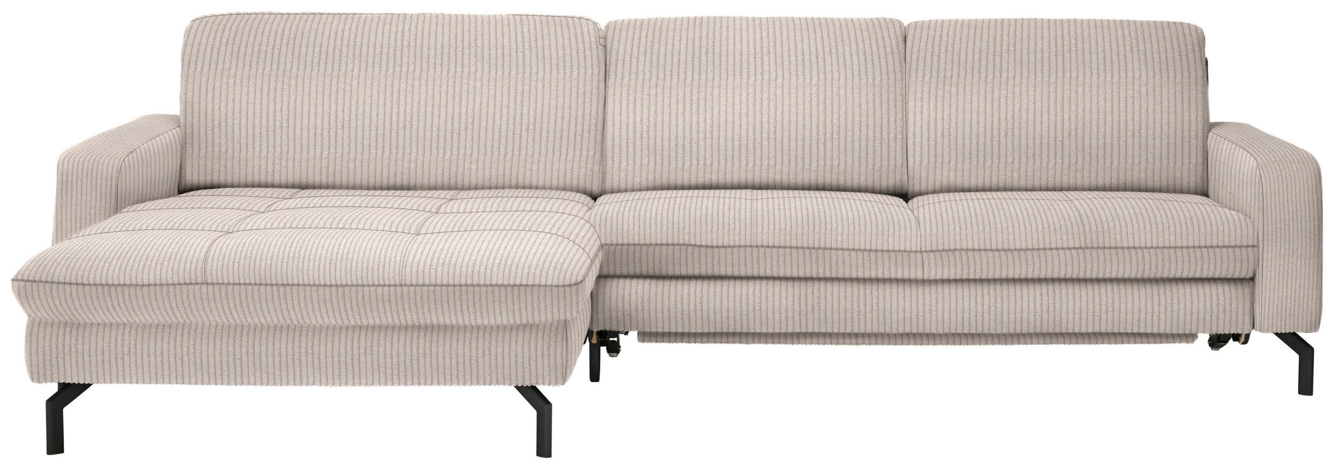 ECKSOFA in Cord Hellbraun  - Hellbraun/Schwarz, Design, Textil/Metall (178/302cm) - Beldomo Style