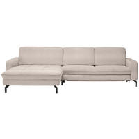 ECKSOFA in Cord Hellbraun  - Hellbraun/Schwarz, Design, Textil/Metall (178/302cm) - Beldomo Style