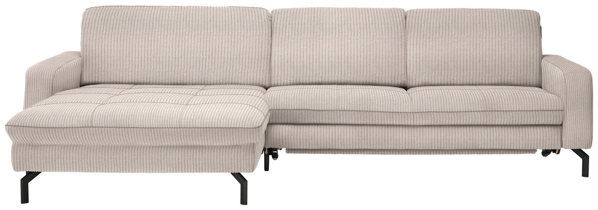 ECKSOFA in Cord Hellbraun  - Hellbraun/Schwarz, Design, Textil/Metall (178/302cm) - Beldomo Style