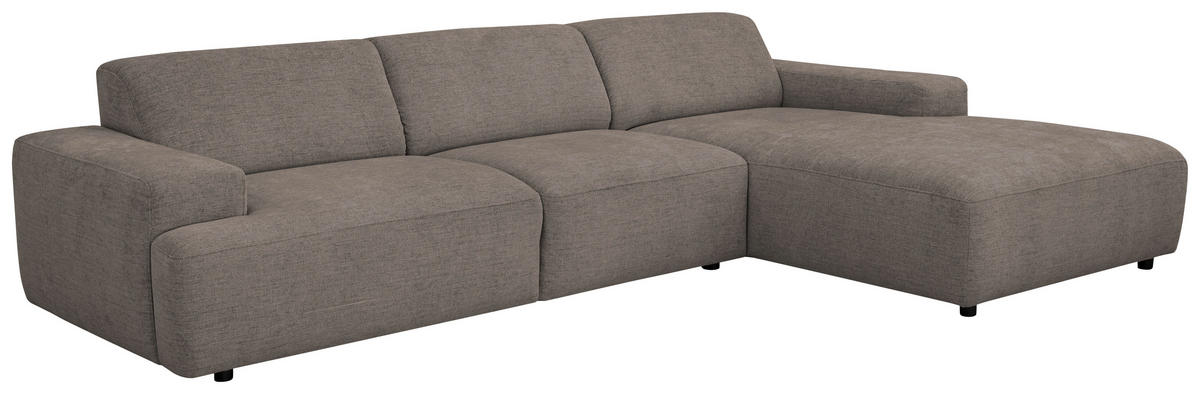 ECKSOFA Taupe Chenille Rücken echt  - Taupe/Schwarz, MODERN, Kunststoff/Textil (296/185cm) - Hom`in