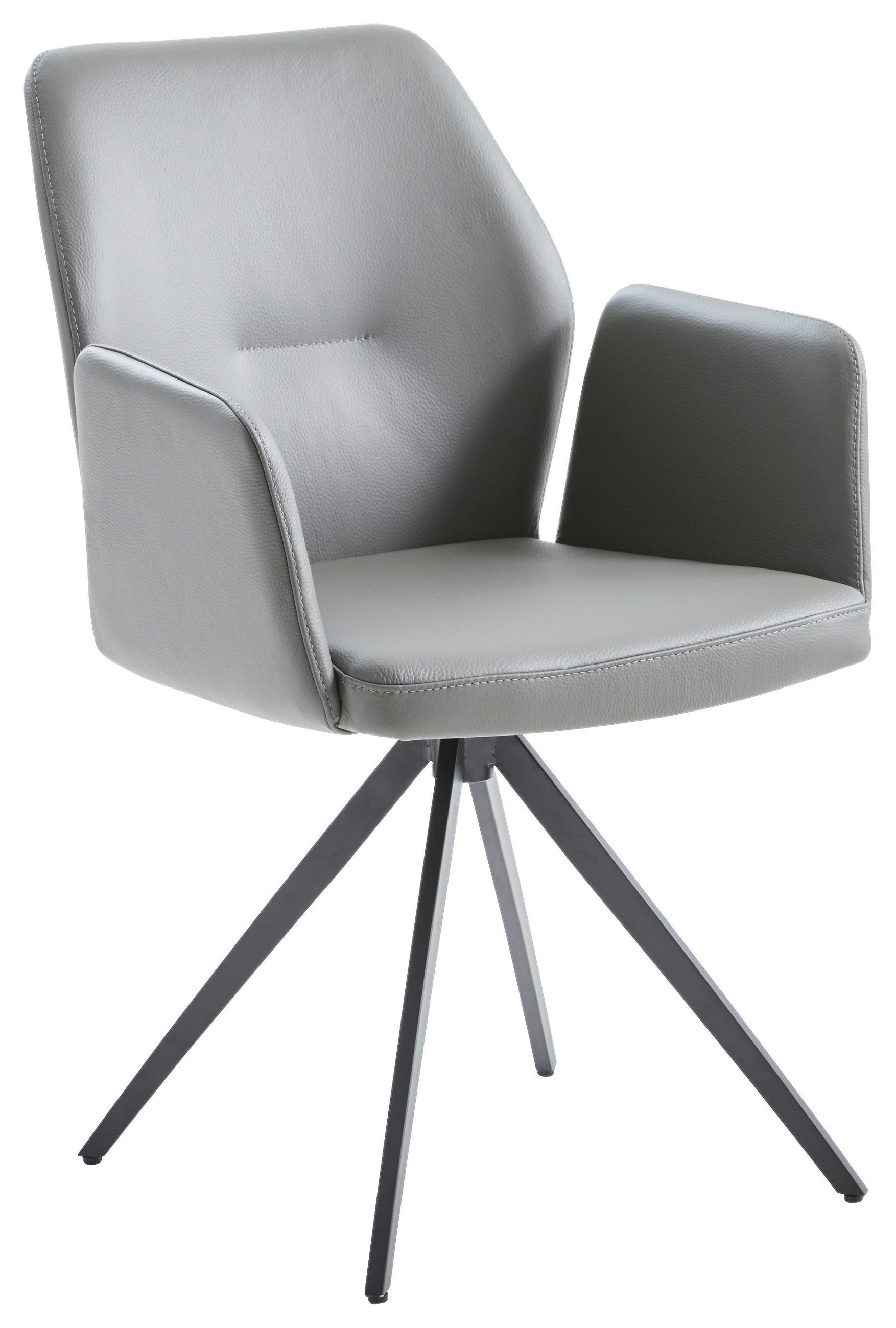 STOL MED ARMSTÖD stål äkta läder  - svart/grå, Design, metall/läder (58/88/59cm) - Novel