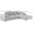 ECKSOFA Grau, Silberfarben Webstoff  - Silberfarben/Grau, Design, Textil/Metall (337/228cm) - Carryhome