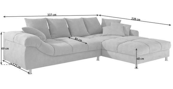 ECKSOFA Grau, Silberfarben Webstoff - Silberfarben/Grau, Design, Textil/Metall (337/228cm) - Carryhome
