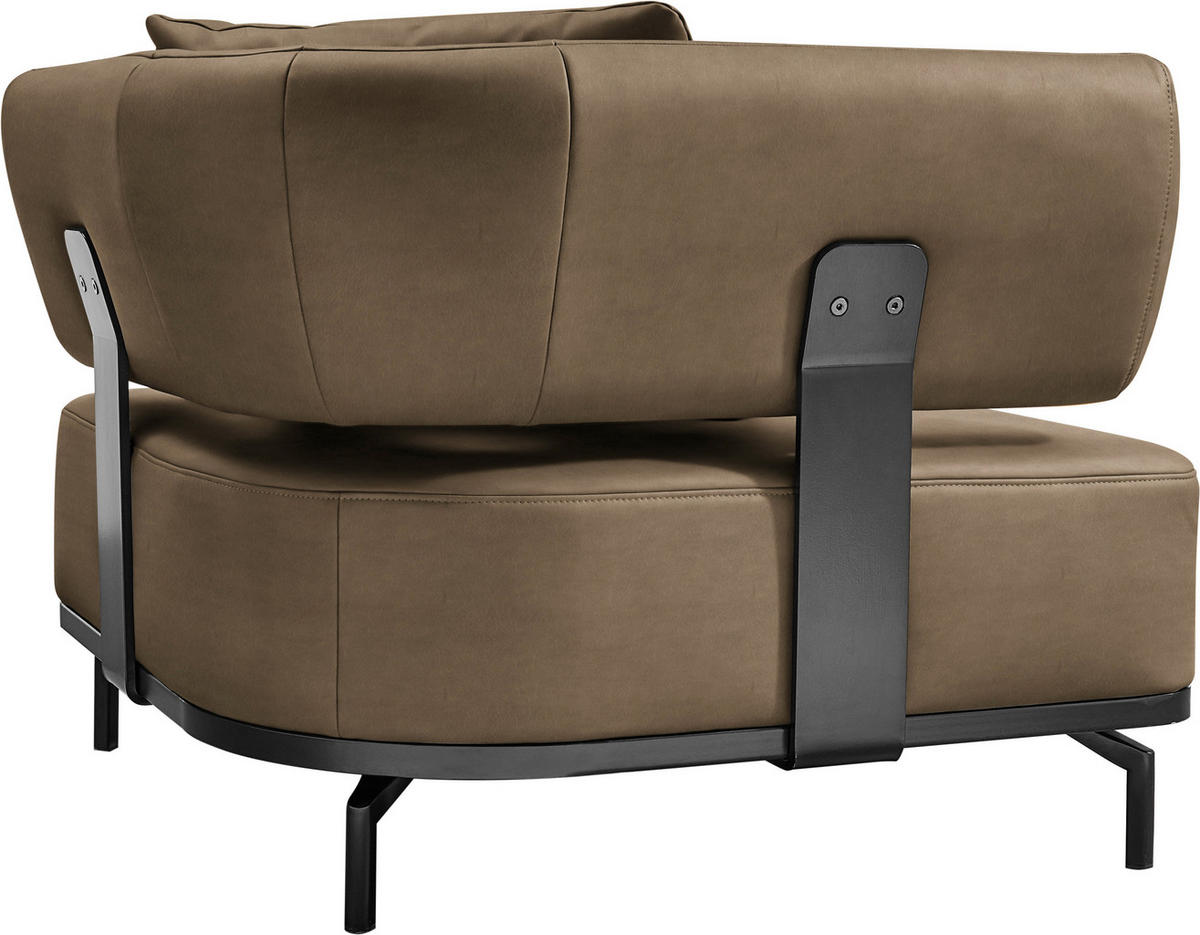 SESSEL in Echtleder Braun  - Schwarz/Braun, Design, Leder/Metall (98/85/98cm) - Dieter Knoll