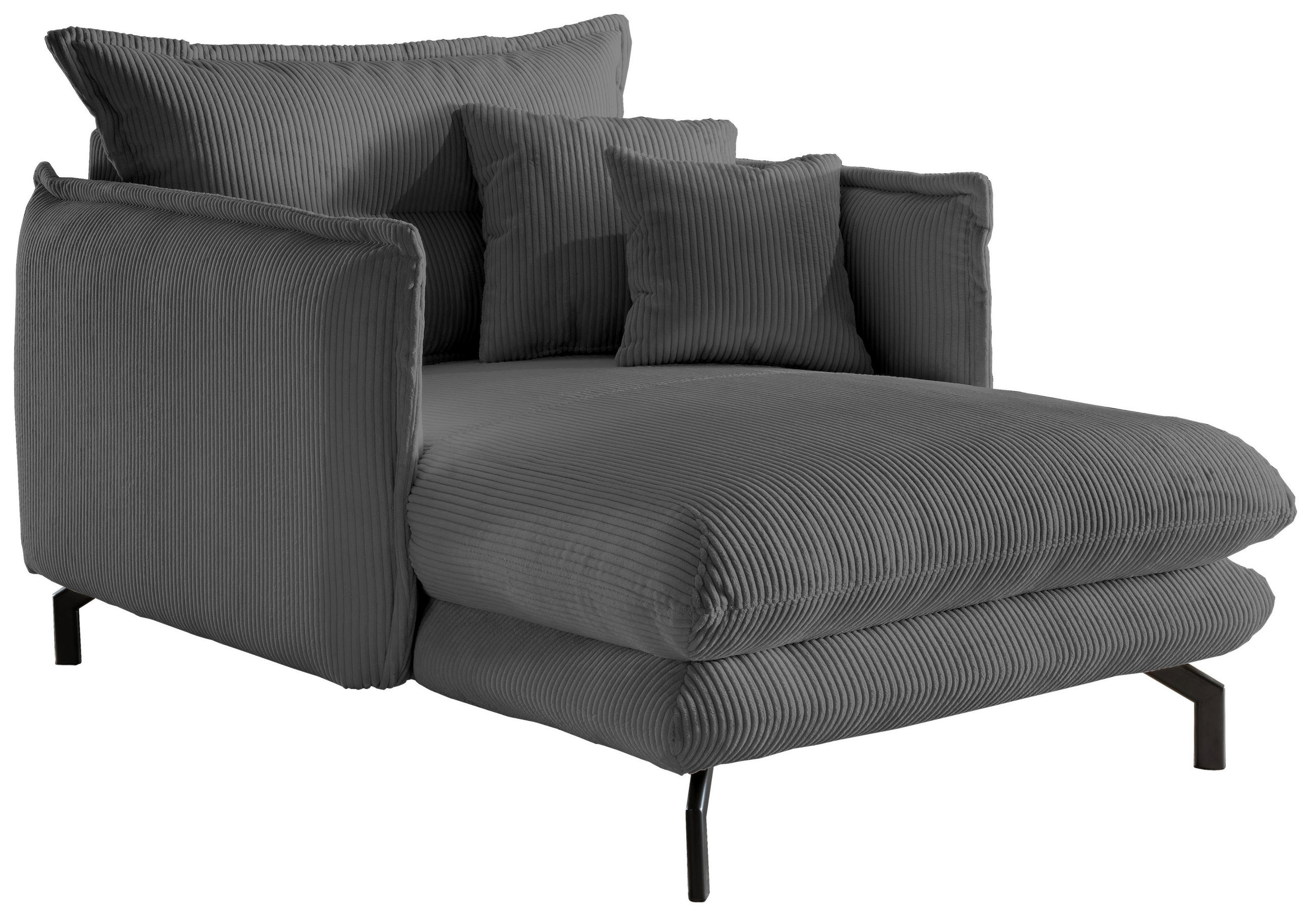 XXL-SESSEL Cord Grau    - Schwarz/Grau, MODERN, Textil/Metall (111/101/167cm) - Livetastic