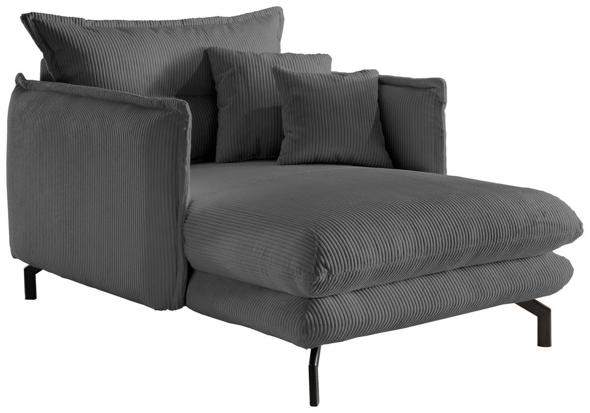 XXL-SESSEL in Cord Grau  - Schwarz/Grau, Modern, Textil/Metall (111/101/167cm) - Livetastic