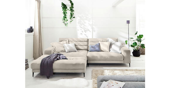 ECKSOFA in Flachgewebe Beige 207/296 cm - Beige/Schwarz, Design, Textil/Metall (207/296cm) - Dieter Knoll