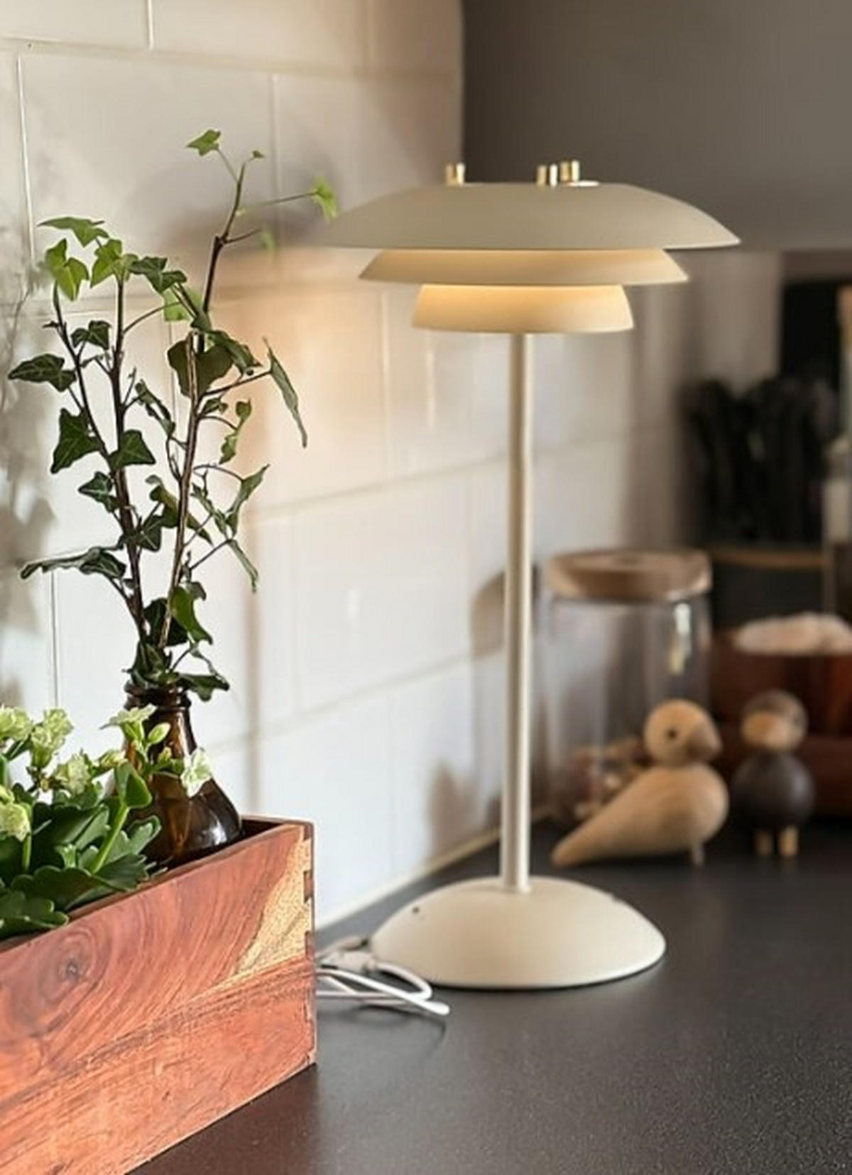 BORDSLAMPA 20/37/20 cm   - beige/kromfärg, Design, metall (20/37/20cm)