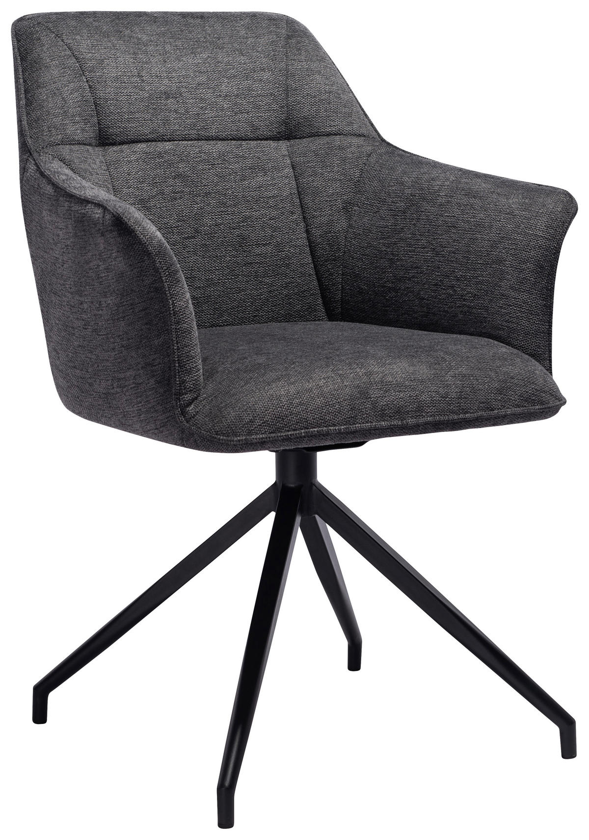 ARMLEHNSTUHL  in Eisen Mikrofaser  - Schwarz/Grau, Design, Textil/Metall (60/85/62cm) - Novel