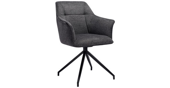 ARMLEHNSTUHL in Eisen Mikrofaser - Schwarz/Grau, Design, Textil/Metall (60/85/62cm) - Novel