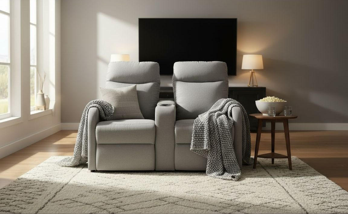 POHOVKA K DOMÁCEMU KINU, textil, svetlosivá - čierna/svetlosivá, Design, kov/textil (128/95/92cm) - P & B