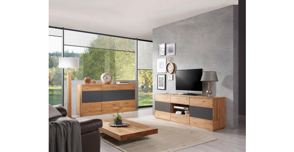 SIDEBOARD in 177/89/42 cm - Eichefarben/Anthrazit, Design, Glas/Holz (177/89/42cm) - Waldwelt