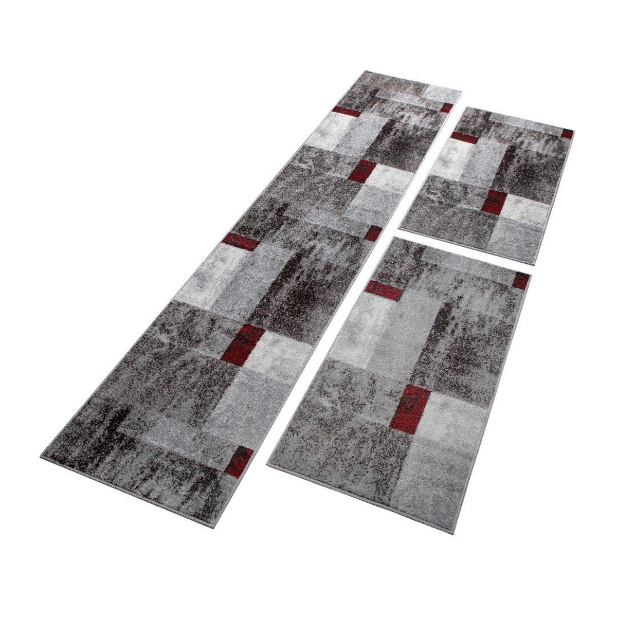 LÄUFER 67/620 cm Phoenix 3er Set  - Rot/Grau, Design, Kunststoff/Textil (67/620cm) - Novel