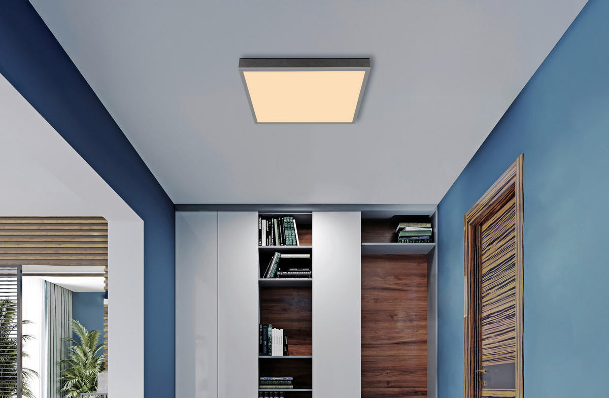 DECKENLEUCHTE 24 W     - Opal/Grau, MODERN, Holz/Kunststoff (45/6,5/45cm) - Novel
