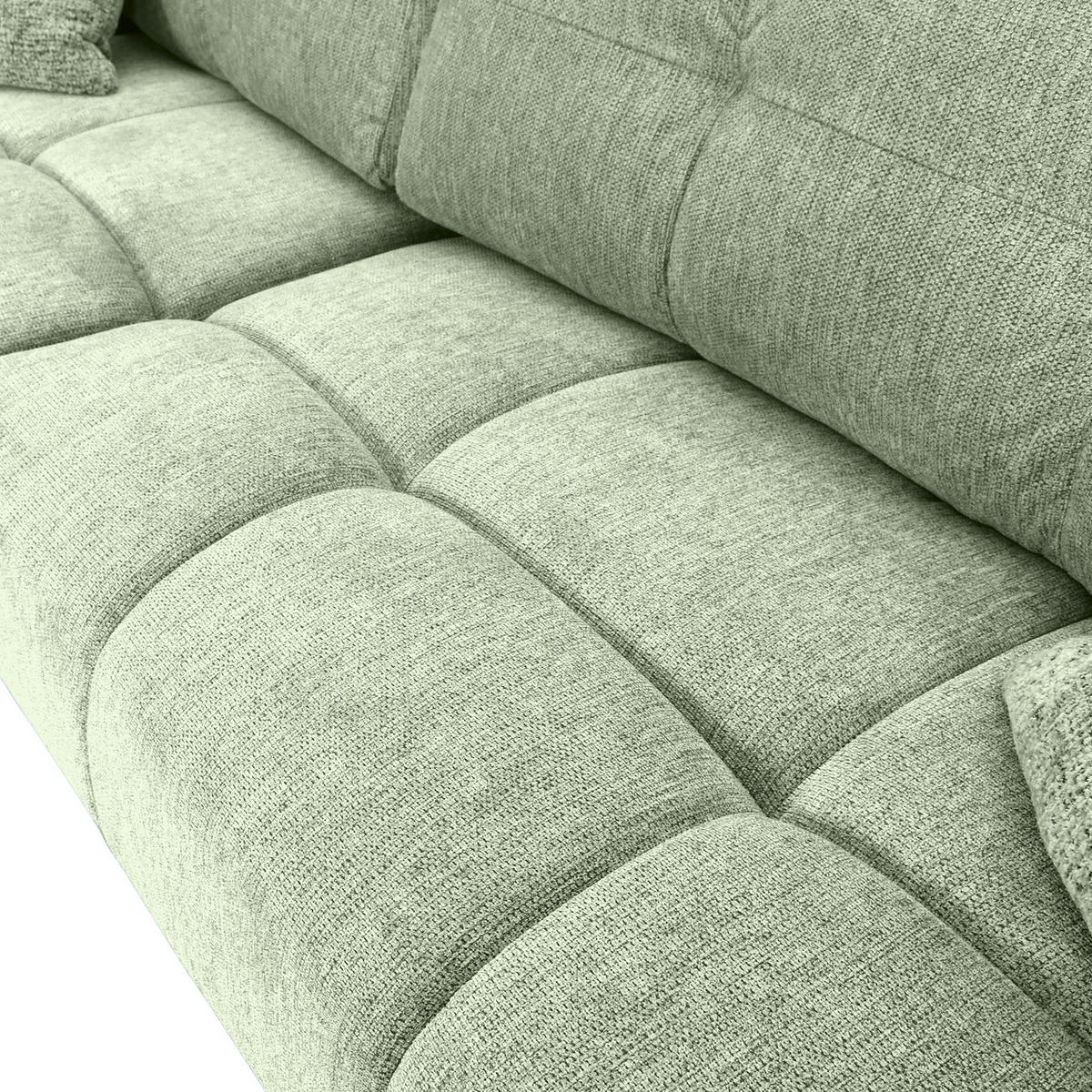 ECKSOFA Hellgrün Flachgewebe  - Schwarz/Hellgrün, KONVENTIONELL, Textil/Metall (180/295cm) - Carryhome