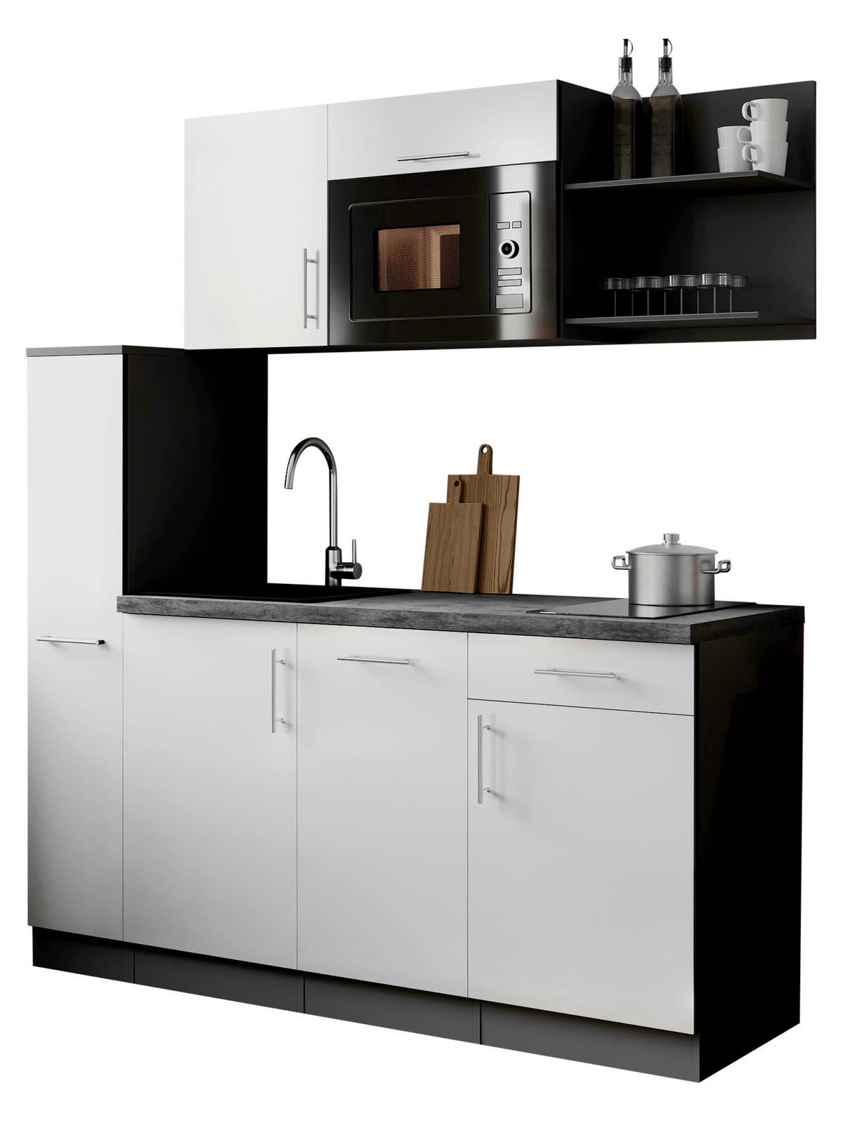 KUHINJSKI BLOK  bijela  - bijela/siva, Trend, drvni materijal/metal (175cm) - Respekta