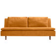 SCHLAFSOFA Flachgewebe Currygelb  - Currygelb/Eichefarben, KONVENTIONELL, Holz/Textil (205/85/98cm) - Carryhome