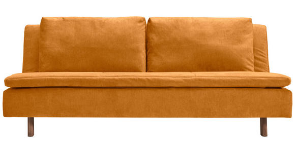 SCHLAFSOFA Flachgewebe Currygelb  - Currygelb/Eichefarben, KONVENTIONELL, Holz/Textil (205/85/98cm) - Carryhome