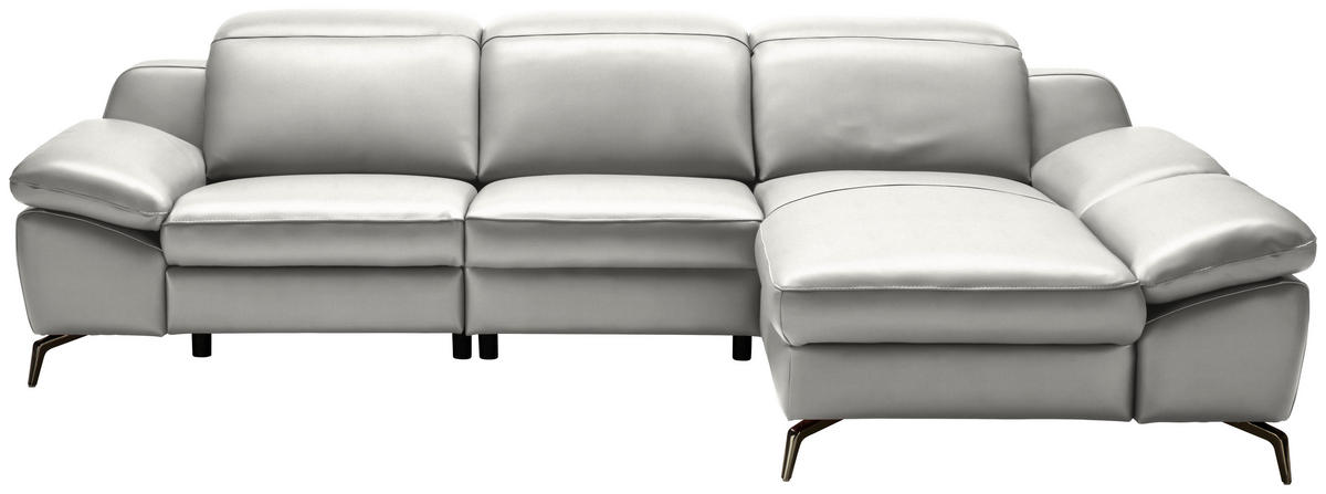 ECKSOFA in Echtleder Grau  286/183 cm  - Schwarz/Grau, Design, Leder/Metall (286/183cm) - Celina Home