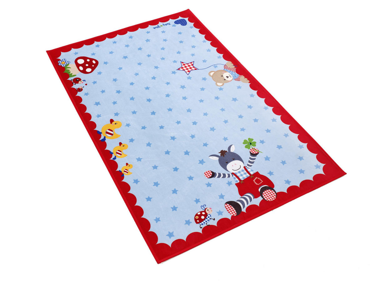 KINDERTEPPICH 80/150 cm Baby Glück  - Blau/Rot, Trend, Kunststoff/Textil (80/150cm)