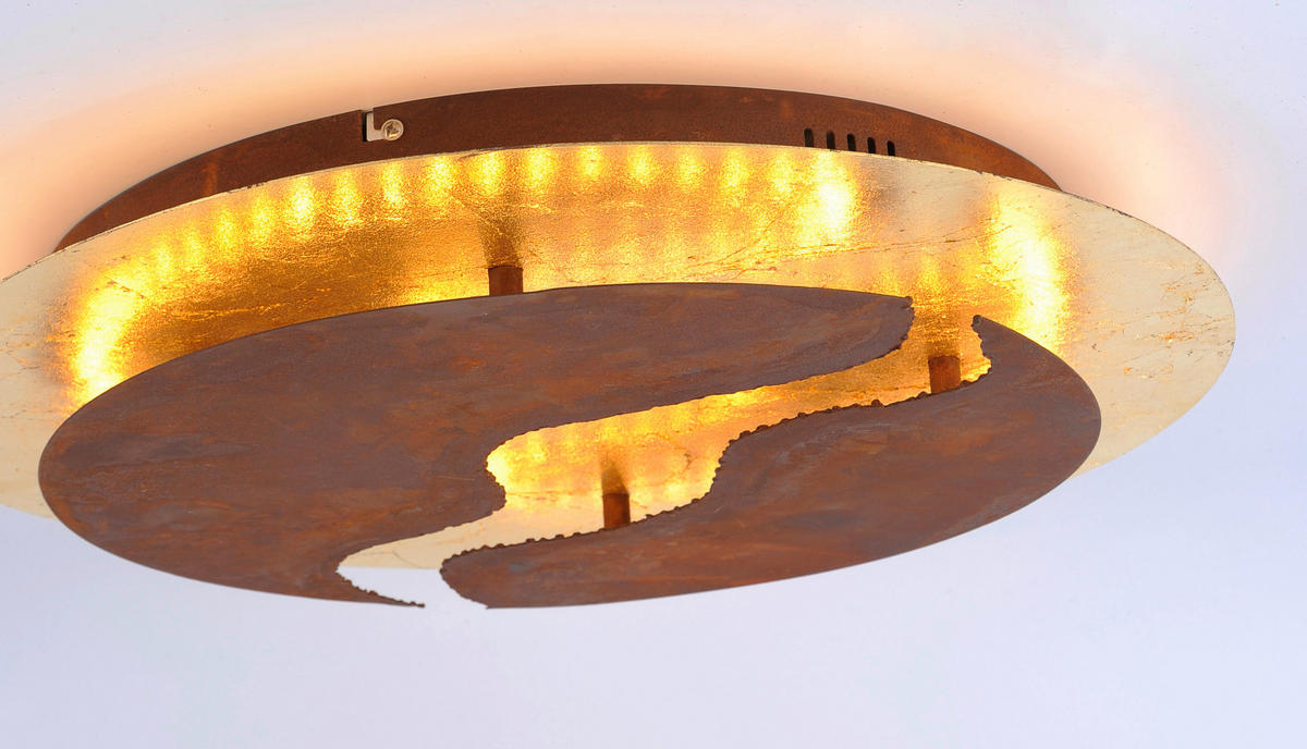 LED-DECKENLEUCHTE 50/50/8 cm   - Rostfarben/Goldfarben, LIFESTYLE, Metall (50/50/8cm) - Paul Neuhaus