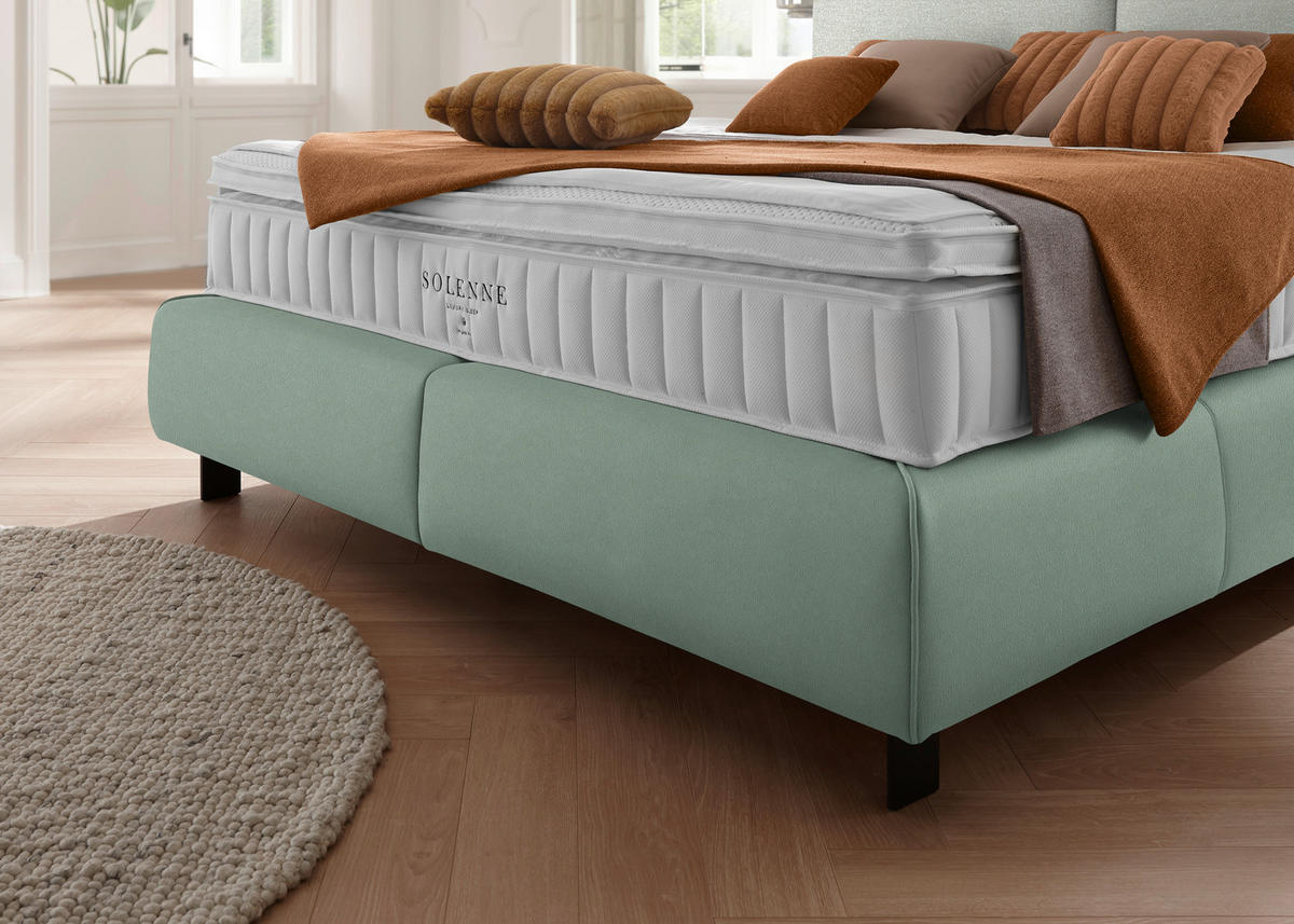 BOXSPRINGBETT 180/200 cm  in Hellgrau, Salbeigrün  - Salbeigrün/Hellgrau, Design, Textil/Metall (180/200cm) - Johann Jakob