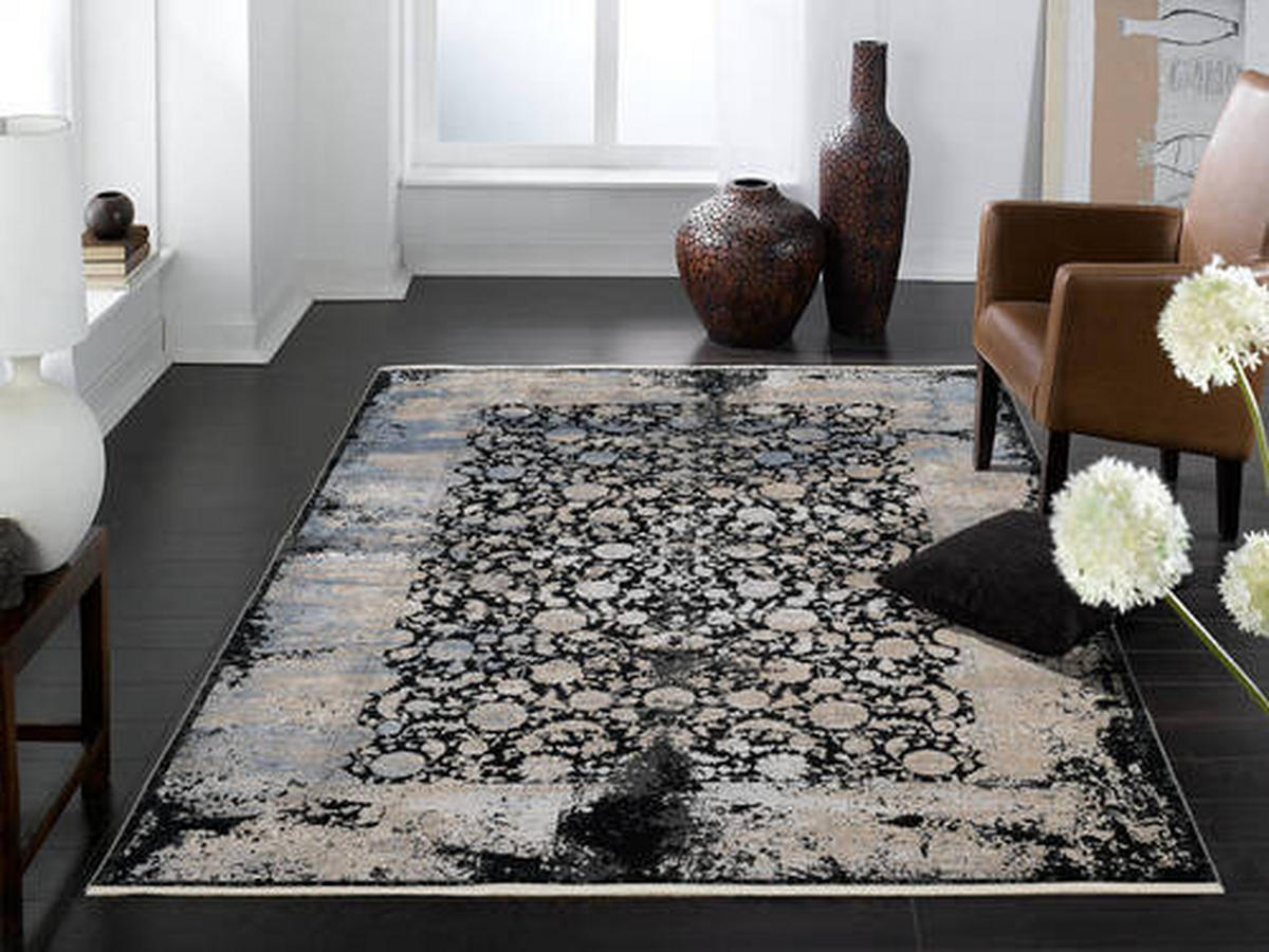 WEBTEPPICH 67/130 cm Colorado Flower Grau, Schwarz, Hellgrau, Dunkelgrau  - Dunkelgrau/Hellgrau, Design, Textil (67/130cm) - Musterring