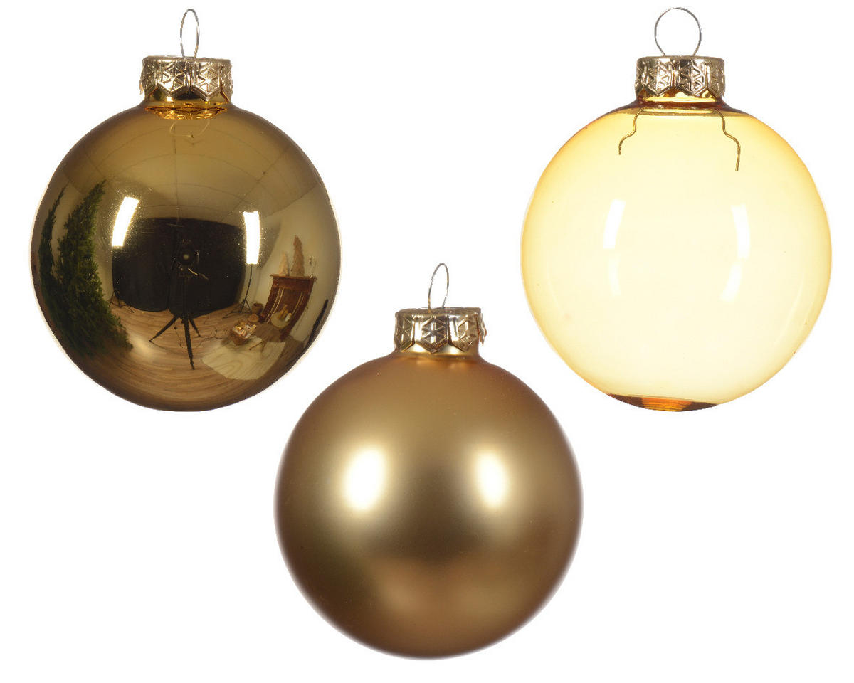 CHRISTBAUMKUGEL-SET 7 cm 21-teilig  - Goldfarben, KONVENTIONELL, Glas (7cm)