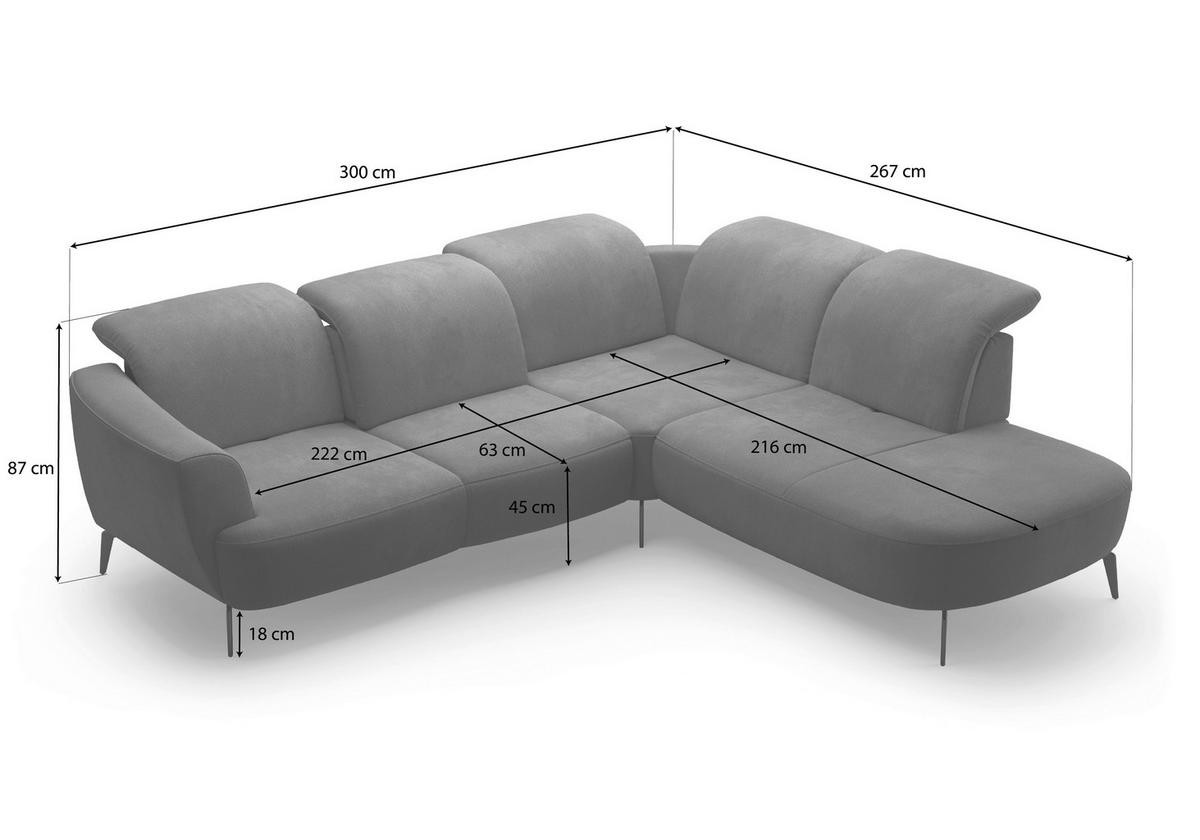 ECKSOFA in Flachgewebe Taupe  300/267 cm  - Taupe/Schwarz, KONVENTIONELL, Textil/Metall (300/267cm) - Sit & More