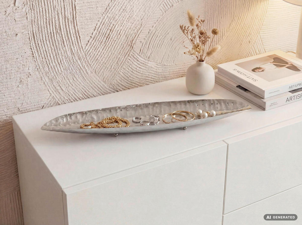 DEKOSCHALE - Silberfarben, Design, Metall (65,5/5/15cm) - Livetastic
