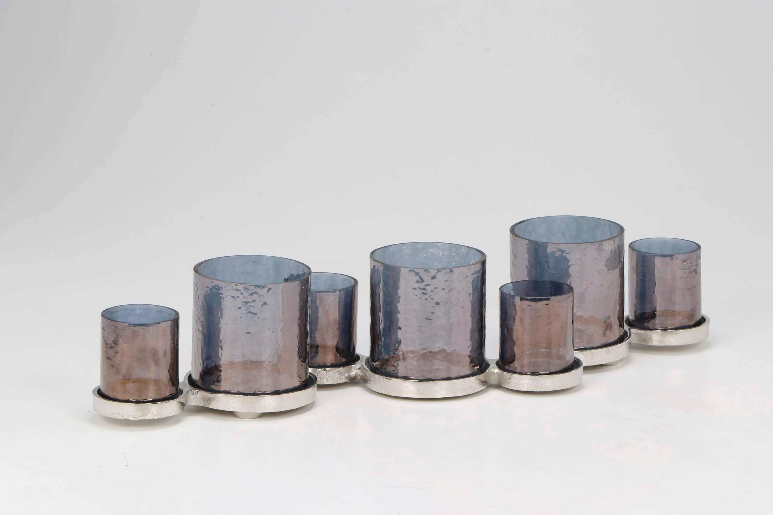 KERZENHALTER - Nickelfarben, LIFESTYLE, Glas/Metall (58,5/17/12cm) - Ambia Home