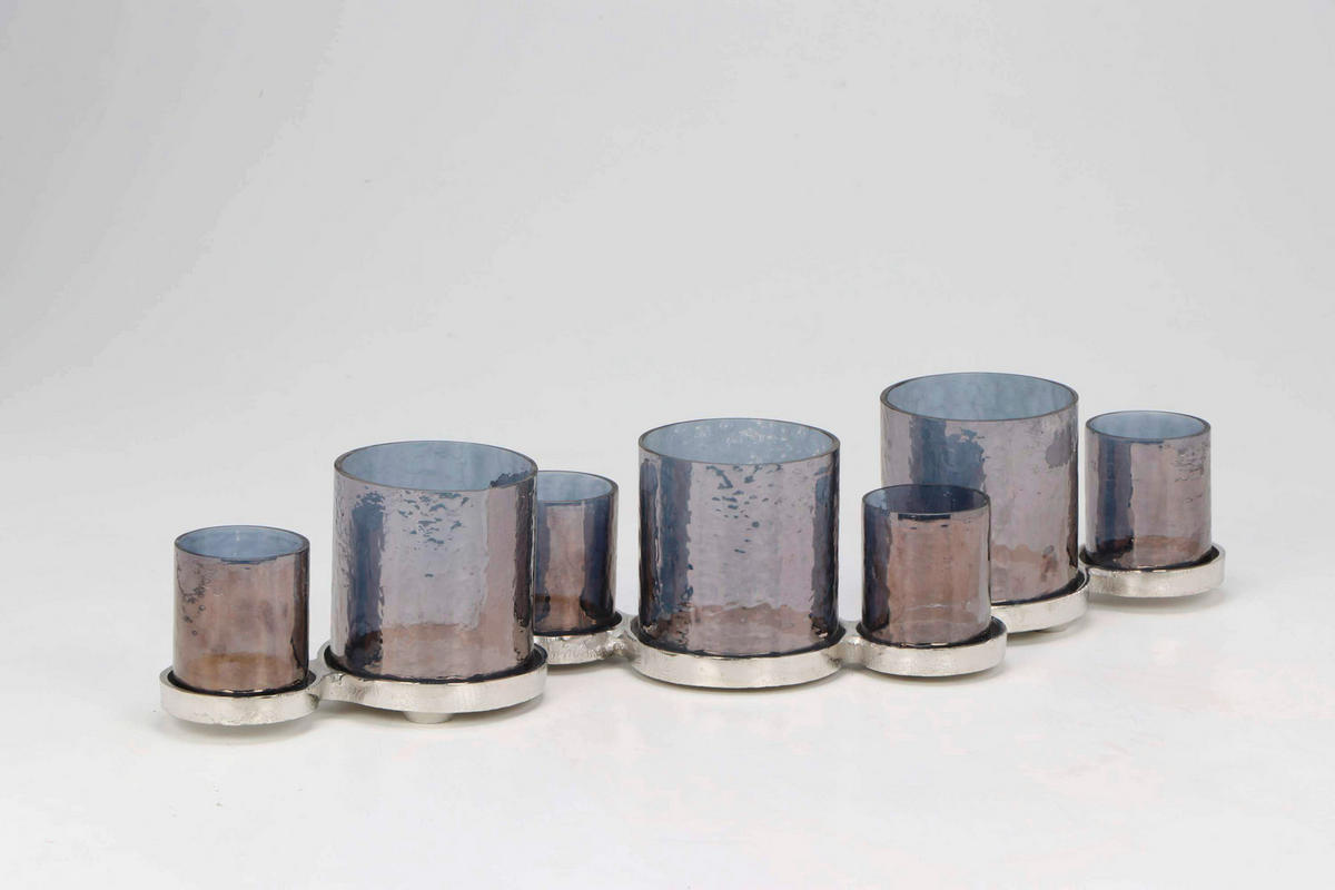 KERZENHALTER - Nickelfarben, LIFESTYLE, Glas/Metall (58,5/17/12cm) - Ambia Home