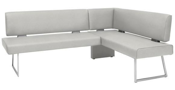 ECKBANK  in Edelstahlfarben, Hellgrau  - Edelstahlfarben/Hellgrau, Design, Textil/Metall (173/160/0cm) - Dieter Knoll