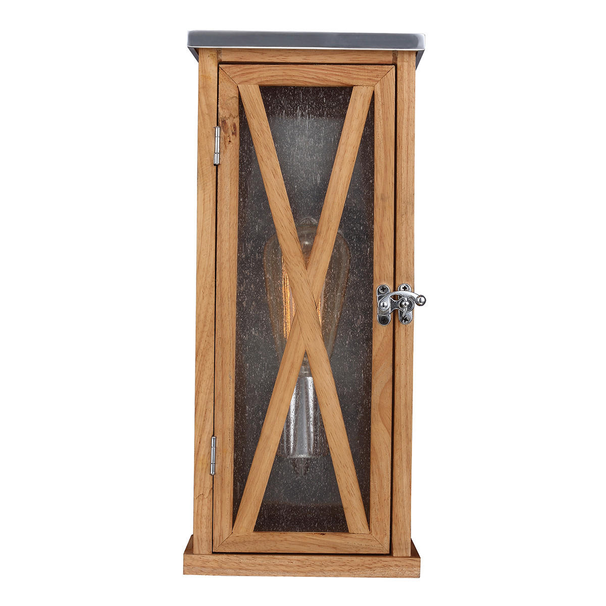 VÄGGLAMPA FÖR UTOMHUS - ekfärgad, Natur, trä/glas (16,5/12,7/38,1cm) - Elstead Lighting