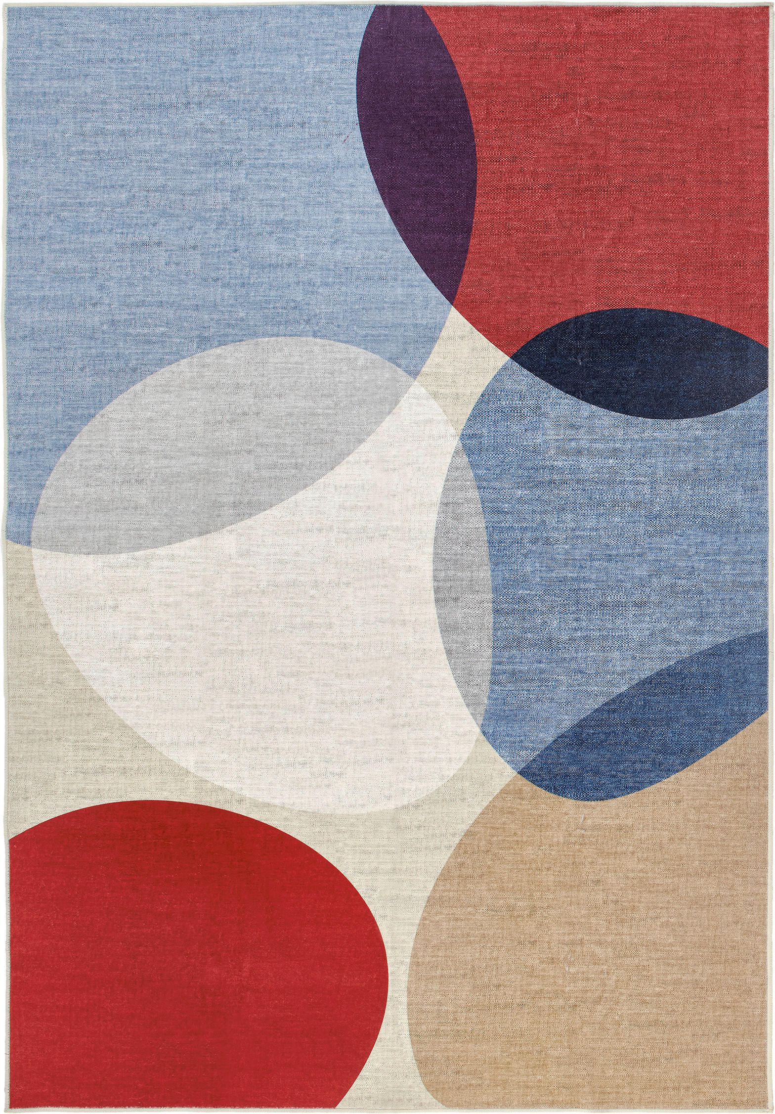 VINTAGE-TEPPICH 160/230 cm CORTEA NAYRA, waschbar Creme, Dunkelrot, Blaugrau rechteckig  - Blaugrau/Creme, Design, Kunststoff/Textil (160/230cm) - Lindorug