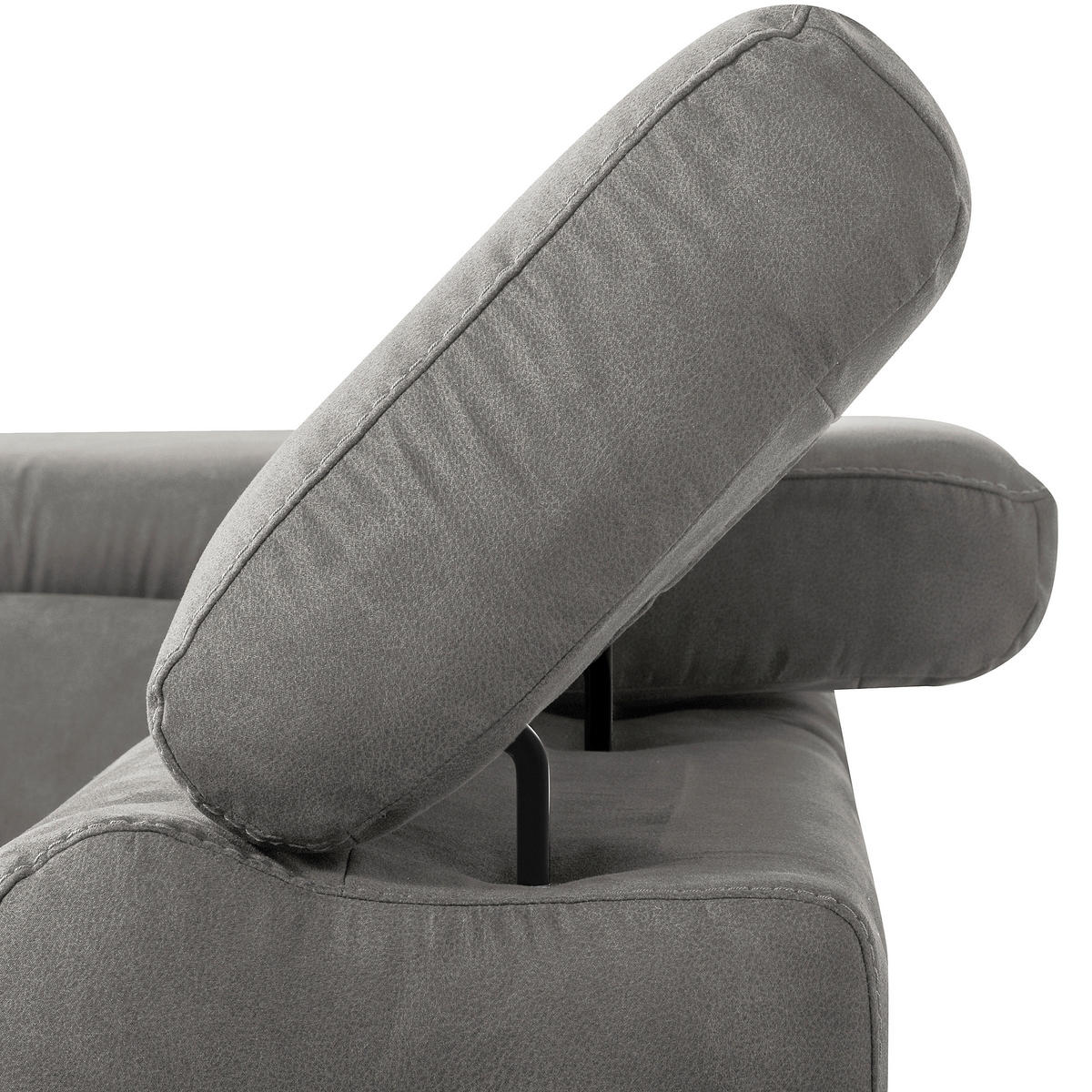 ECKSOFA SONO in Lederlook Anthrazit Bettkasten, Armteilverstellung, Kopfteilverstellung  265/210 cm  - Anthrazit/Schwarz, Design, Textil/Metall (265/210cm) - Livetastic