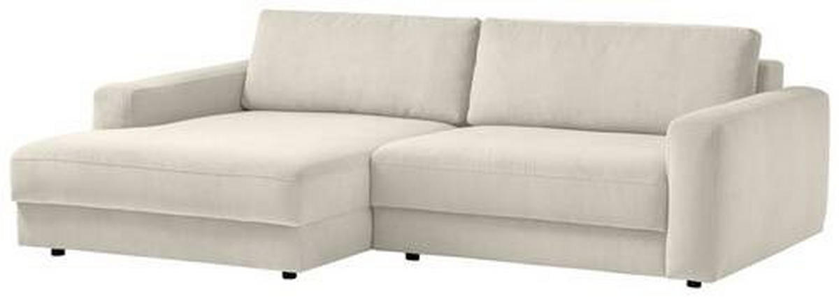 ECKSOFA in Cord Creme  - Creme/Schwarz, Modern, Textil (176/250cm) - Trendmanufaktur