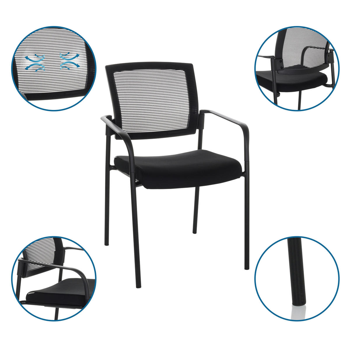 BESÖKSSTOL  i nätklädsel, flatväv svart  - svart, Basics, metall/textil (51/126/61cm) - MID.YOU